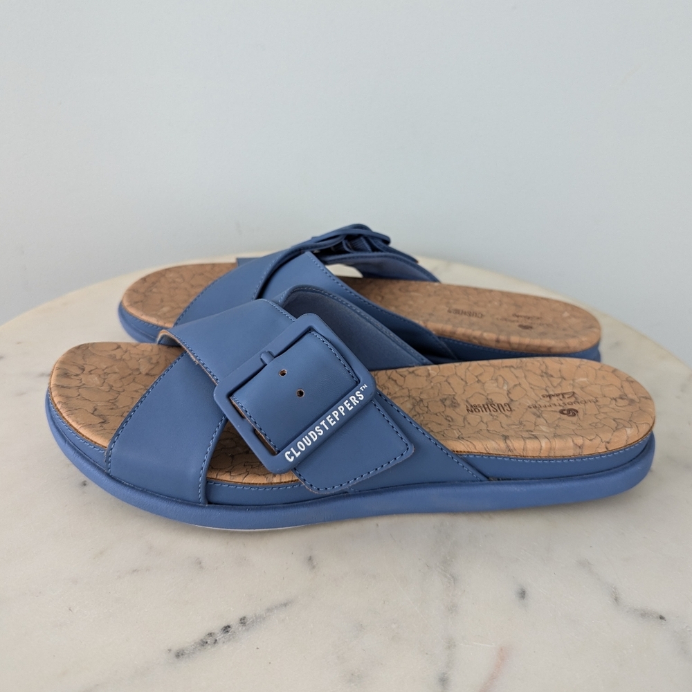 Clarks Cloudsteppers Women's Blue Casual Slide Sandals - Picture 7 of 10